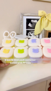 4 /8 PCS Silicone Food Storage Container Food Freezer Boxes with Lids & Tray 50ml
