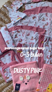 50 Pcs Seri Dusty Pink Paket Hemat Lahiran Komplit Bayi Baru Lahir Paket newborn 0-3 bulan
