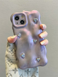 เคสโทรศัพท์มือถือแบบน่ารักและสร้างสรรค์พร้อมเลื่อมเพชร 3 มิติ ลายหัวใจ สำหรับ Apple 16promax iPhone 15 รุ่นใหม่ 13/14 น้ำหนักเบา