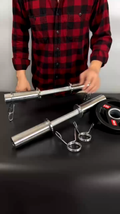 Tay đòn tạ phi 50 thép đặc mạ inox 2 khóa kẹp ( 1 tay ) - Onesport