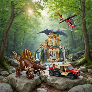 World park 76976 Spinosaurus and Quetzalcoatlus Aerial Mission Building Blocks Model Assembly Toys Kids Gifts
