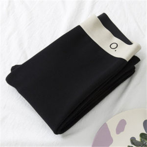 Thickened Fleece Womens High Waist Leggings Pure Cotton One-Piece Tight Pants Vertical Stripe Warm Trousers for Autumn Winter