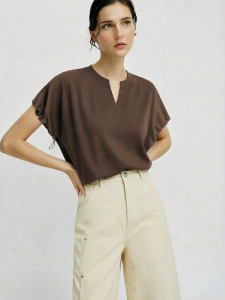 AMII | Casual V-Neck Adjustable Elastic T-Shirt