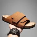 Mens Cork Summer Beach Soft Leather Womens Flat Outdoor Fashion Slippers Men Lubricant Babouche Femm. 
