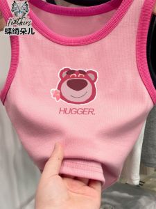 Pure Cotton Girls Vest Strap Summer New Fashion Cartoon Print Children Baby Sleeveless T-Shirt Outerwear Top Butterfly Qiao Er