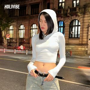 HOLIVIBE Original Design Reflective Curve High Waist Wide Leg Paratrooper Pants Workwear Loose Slimming Casual Trousers