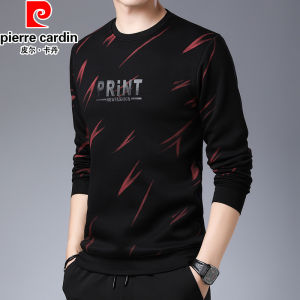 Pierre Cardin Spring Autumn Mens Long Sleeve round Neck Thin Cotton T-Shirt Loose Fit Printed Base Shirt Trendy Sweatshirt