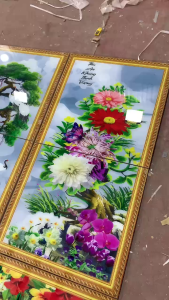 Tranh gạch 3d hoa mẫu đơn trang trí