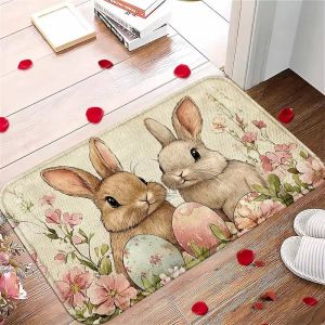 VIKAMA Phục Sinh Chào Mừng Thảm Trải Sàn Mềm Chống Trơn Trượt Trong Nhà Ngoài Trời Thảm Cho Nhà Bếp Phòng Ngủ Trang Trí Nhà Cửa Phong Cách Hiện Đại Polyester