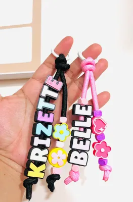 Personalized Name Keychain Chunky Letter | Cute Beaded Letter Keychain | Custom Name Bag Charm for Kids Gifts & Accessories