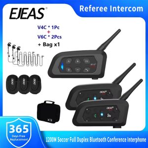 EJEAS | EJEAS V4C PLUS +V6C PROx2 +Handbag Football 3 Referee Intercom Headset 1200M Soccer Full Duplex Bluetooth Conference Interphone