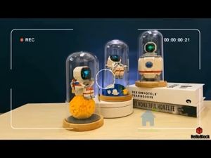 Desktop Decoration Astronaut Nano Blocks LED Cartoon Whale Castle Wedding Lighthouse Mirco Bricks Toys Gifts