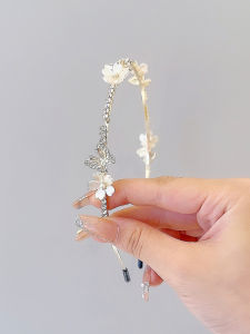 Fresh Summer Flower Hairband Butterfly Hair Accessory Forest System High-End Feeling Rhinestone Embellished Headband