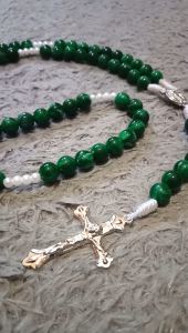 Rosario Akrilik Motif Marmer hijau 8 Mili / Rosario Motif Marmer / Rosario Katolik / Rosario