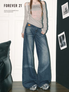 High Waist Wide Leg Denim Jeans Womens Pear Shape Drapey Blue Loose Fit Forever 21 New Retro Style Casual High Waist Knife Pants