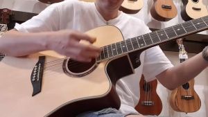 AK Guitar AK-320 330C  41 Inch Acoustic Guitar Spruce Top Mahogany Side & Back / Cutaway + Accessories Set | Gitar Akustik Murah Set