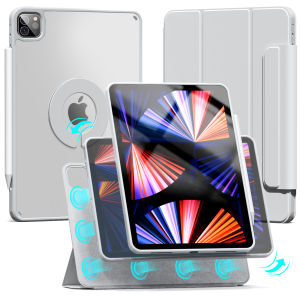 Zoyu | ZOYU for iPad Air 4/5 10.9 Pro 11 12.9 Inch Magnetic Case for iPad Mini 6 10.2 9th 8th 7th Gen Rotate 360° Detachable Back Case