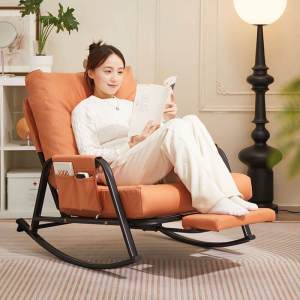 OME | Home Use Lazy Sofa Chair Balcony Single Hall Rocking Chair Adult Sleepable Recliner Furniture Metal Material Stackable Option