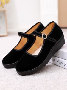 Giày Vải Bắc Kinh Mới Cho Nữ Giày Làm Việc Đế Dày Giày Đế Phẳng Đi Làm Giày Đế Bằng Khách Sạn Chống Trượt Giày Khiêu Vũ Giày Mẹ Đơn