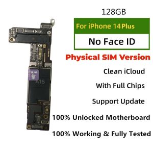 Unlocked For iPhone 14 Pro Max Motherboard With/NO Face ID For 14 Plus Mainboard Physics SIM Version Clean ICloud Logic Board