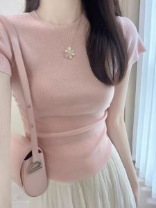 HUOLISI | Slim Fit Short Sleeve Knit Top