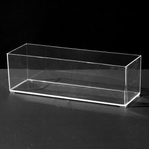 Rice Wood Acrylic Storage Box with Built-In Partition for Kitchen Makeup Chopsticks Long Rectangular Transparent Organizer