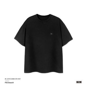 PSO Brand Mens And Womens Pure Color Cute Little Dog Washed Vintage Short Sleeve Heavyweight Loose Couple T-Shirt