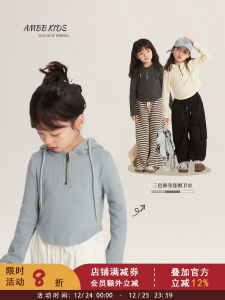 Cute Girls Baby Hoodie Slim Fit Base Shirt Half Zip Cotton T-Shirt Spring Autumn Wear for Children Kids Fashionable Short Style