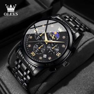OLEVS Jam Tangan Pria Dewasa 2025  Original Asli Anti Air Kasual Fashion Tali Baja Tahan Karat Kalender Luminous Kotak Hadiah COD