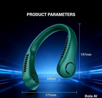 Kipas Angin Leher Portabel Rekondisi - Hijau - 197mm x 175mm x 60mm - Fit untuk Penggunaan Harian