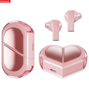 Pink Heart Wireless Earbuds for Girls Cute Small Earphones Hifi Stereo Sound Bluetooth Headsets Touch Control Gaming Handphones
