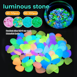 LM 50pcs 100pcs Luminous Artificial Stone Artificial Luminous Pebbles Decor For Aquarium Fish Tank Garden Lawn Yard Decor