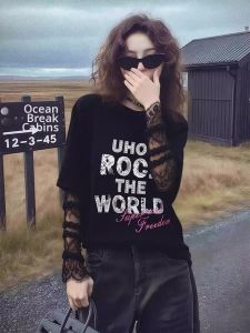 NUMEN BUTTON | Petite Lace Splicing Korean Style T-Shirt Blouse
