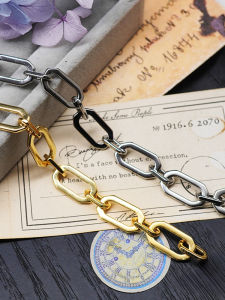 อุปกรณ์ทำเครื่องประดับ DIY ทองชุบทอง 18K ทองแดงเคลือบเงิน 10 ซม. 2 สี ห่วงกลวง ห่วงเล็ก โซ่หลวม ชุบทอง