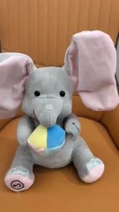Hide-And-Seek Elephant Plush Toy Baby Interactive Singing Musical Toy For Soothing Children Head Up Training Toys Christmas Gift