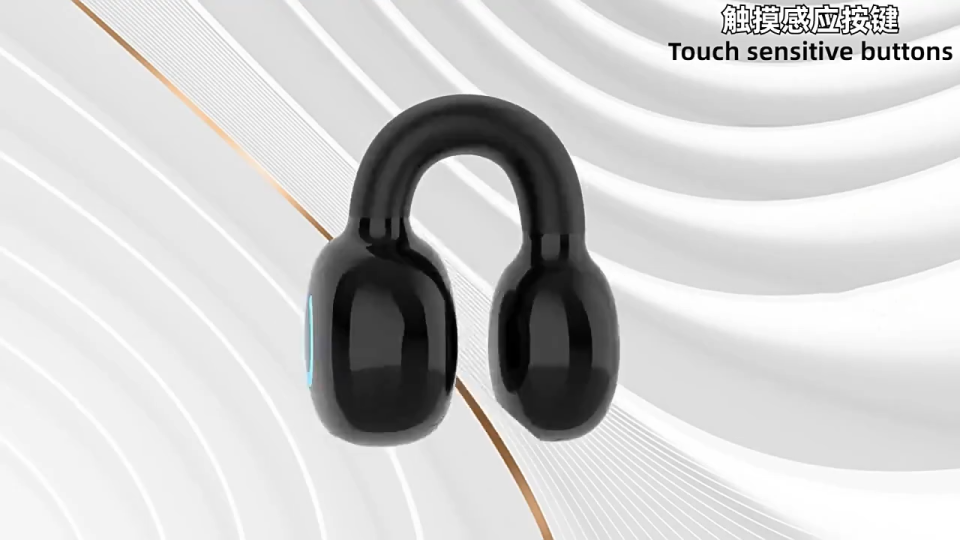 Wireless Bluetooth 5.4 Earphones Ear Clip Bluetooth Headset Single Bone Conduction Wireless Headphones Touch Control With Mic Sports Wireless Earbud Microphone HiFi Stereo Headset