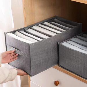 9-Panel Pants Clothing Storage Box Jeans Compartment Sorting Bag Partition Basket Home Wardrobe Organizer Layered Design