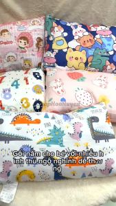 Gối Nằm Cho Trẻ Em  Chất Cotton mềm Mại Mát 1 Mặt Nhung hạt đậu 1 Mặt Vải Cotton Thoáng Mát Cho Bé | Gối Cotton cho Bé | Gối mẫu Giáo Cho Bé