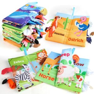0-36Month Baby Early Learning Cloth Book Rattle Tail Cloth Book Parent-child Interactive Sound Paper Puzzle Educate Toy