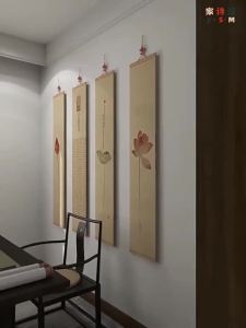 2025 tre treo bức tranh phòng khách lối vào cuộn trang trí bức tranh phòng học Zen phong cách treo rèm Trung Quốc