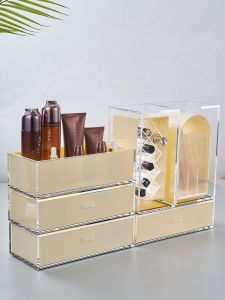 Acrylic Cosmetic Storage Box Lipstick Makeup Brush Tube Organizer Desktop Drawer Style Makeup Desk Accessories Rack