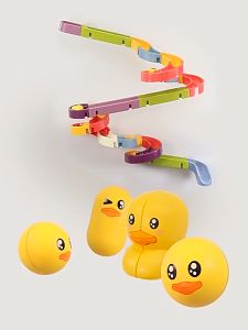 Baby Bath Slide Toy Wall Suction Cup Assembly Track Mini Duck Music Toy Bath Toys for Kids Gift
