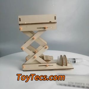 DIY ไม้การทดลองวิทยาศาสตร์ของเล่นเด็ก การเรียนรู้ของเล่นสำหรับเด็กการเรียนการสอน ตัวต่อไม้ 3มิติ แท่นยกไฮดรอลิก