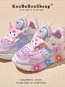 KUOBURENSHENG | Summer Breathable Anti-slip Light-up Girls Shoes