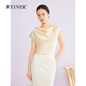 YINER | Drape Collar Asymmetric Sleeves Top