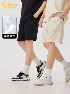 กางเกงขาสั้นผู้ชายทรงหลวมสไตล์ลำลองฤดูร้อน Cabbeen Suede ลายดอกไม้สีเต็ม ทรงตรง ความยาวสั้น เส้นใยโพลีเอสเตอร์