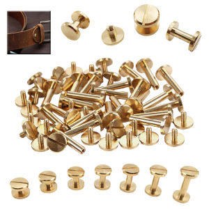 10-30Pcs Solids Brass Binding Chicago Screws Nail Rivets Golds Solids Female Rivet Slotted Belt Screw Stud Head Leather Metal
