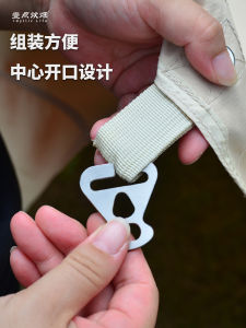 Stainless Steel Tent Pole Fixed Buckle Canvas Strap Traction Point Triangle Piece Wind Rope Horn Blade Camping Tent Accessory