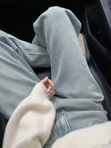 QIANCHANGNAAI | Slimming Loose Fit Retro Glitter Denim Pants