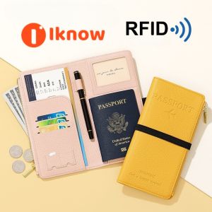 I know RFID-Blocking Passport Holder with Multiple Card Slots - Travel Document Organizer Wallet for Secure Storage